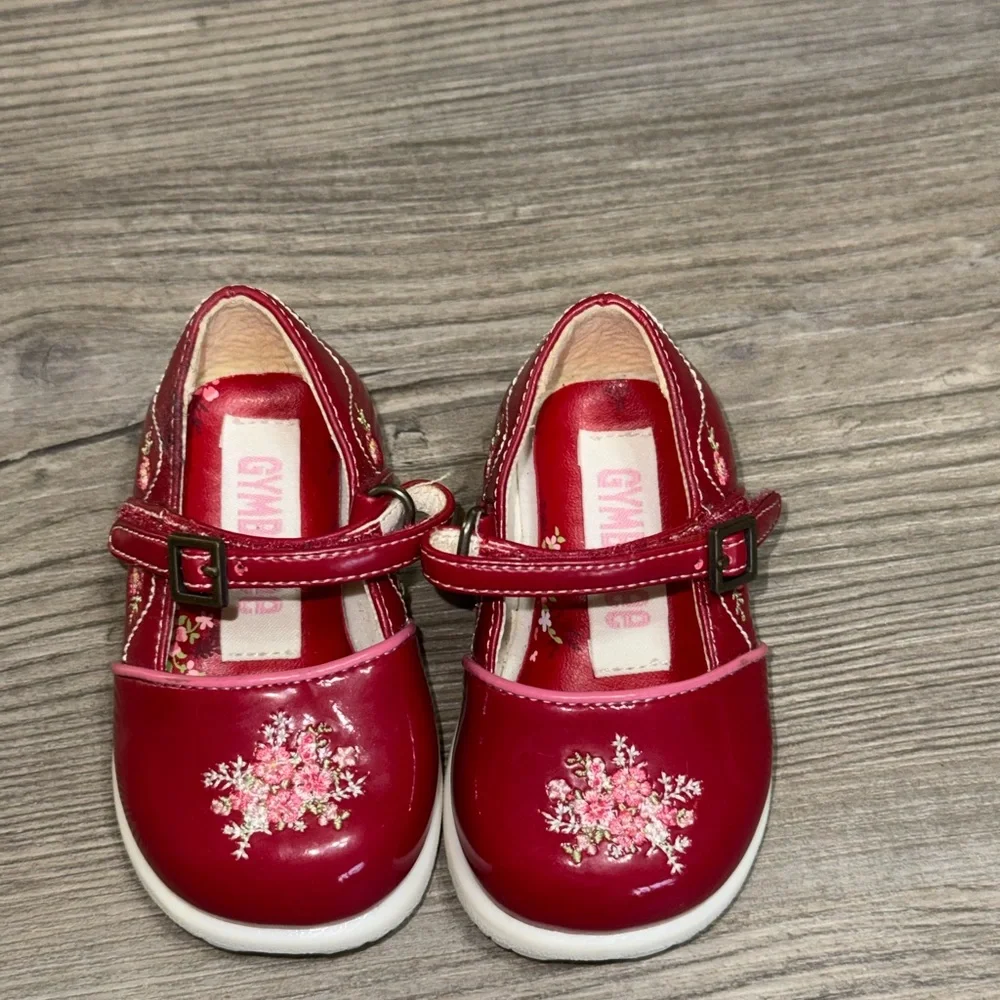 Vintage Baby Size 1 Gymboree Red Floral Kids Mary Jane Shoes